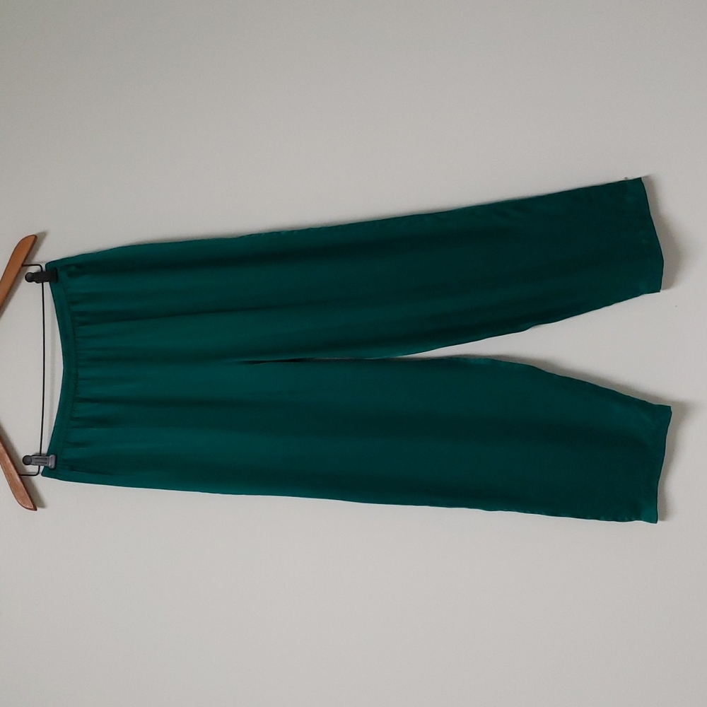 Morgan Taylor 100% Silk‎ Lounge Pants Teal Green Flowy Fairy Relaxed Size Medium